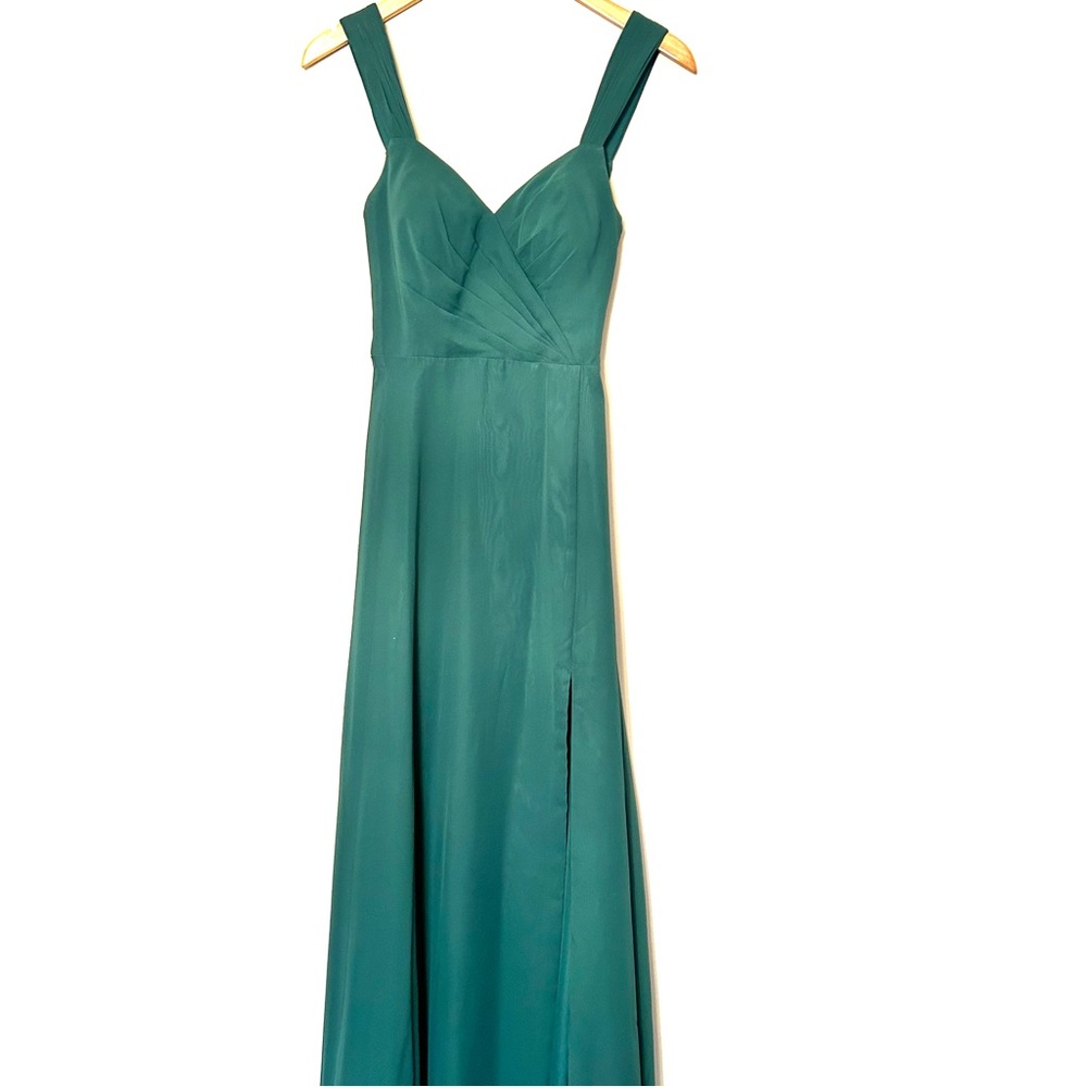 Azazie Jane Dark Green Dress - Picture 3 of 13